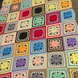 Granny Square Crochet‎ Blanket Handmade 104x60